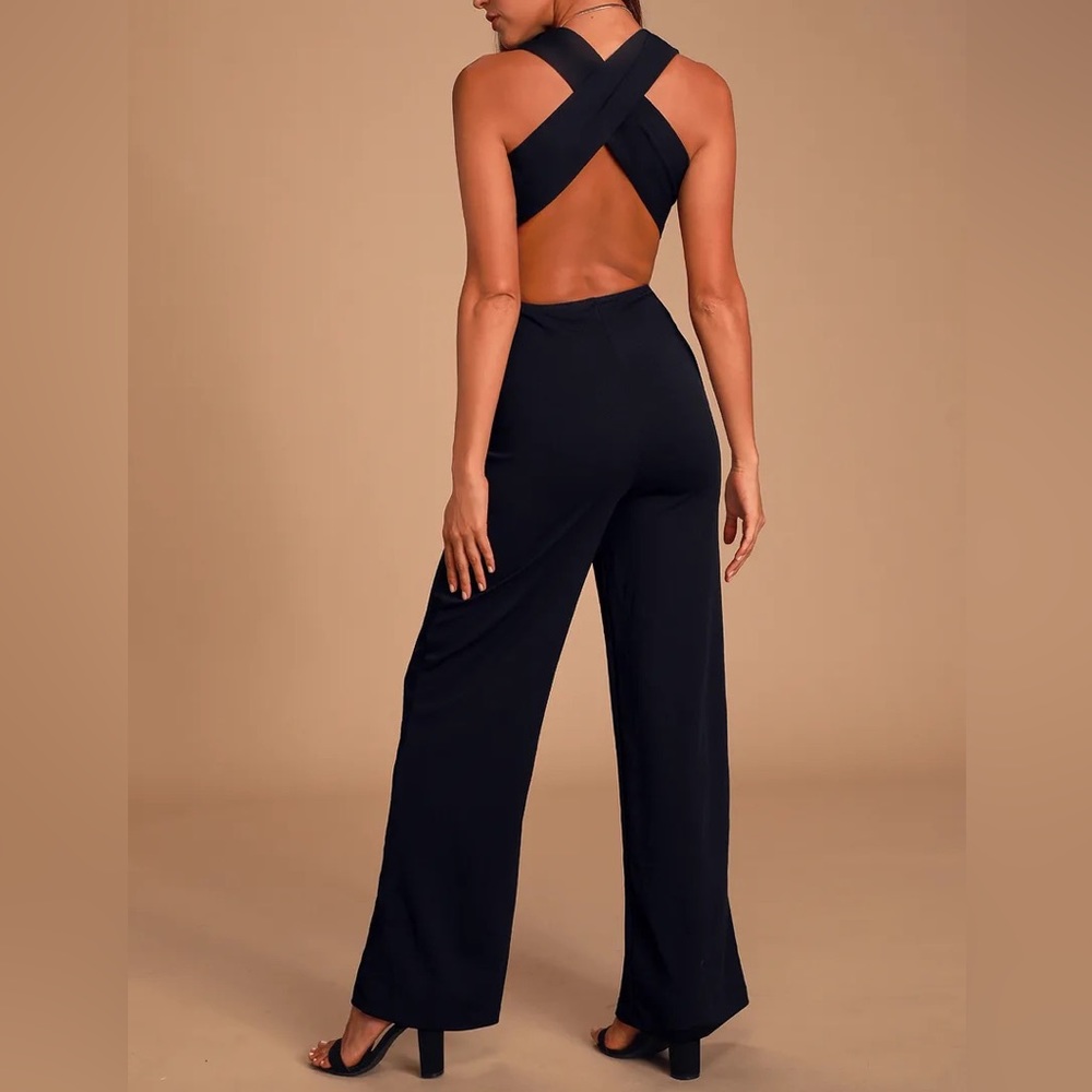 Lulus Thinking Out Loud Black Backless Jumpsuit